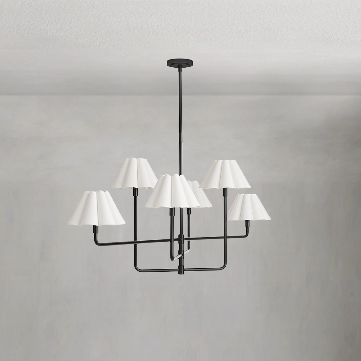 Polara white linen Chandelier(Blackened Brass) - view 2
