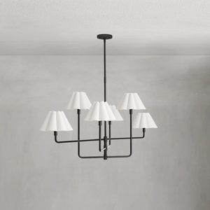 Polara white linen Chandelier(Blackened Brass) - view 2