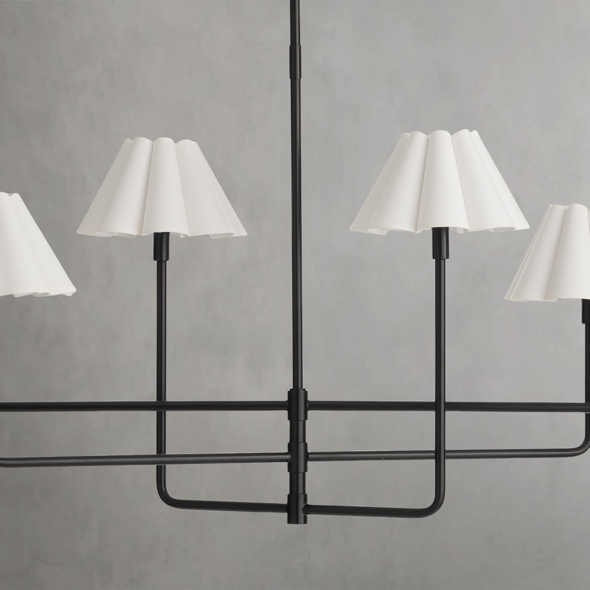 Polara white linen Chandelier(Blackened Brass) - view 3