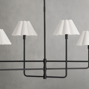 Polara white linen Chandelier(Blackened Brass) - view 3