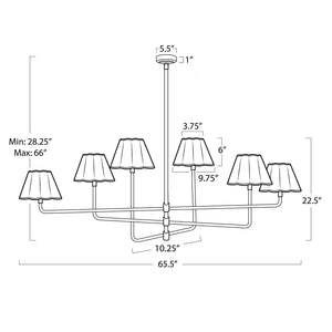 Polara white linen Chandelier(Blackened Brass) - view 6