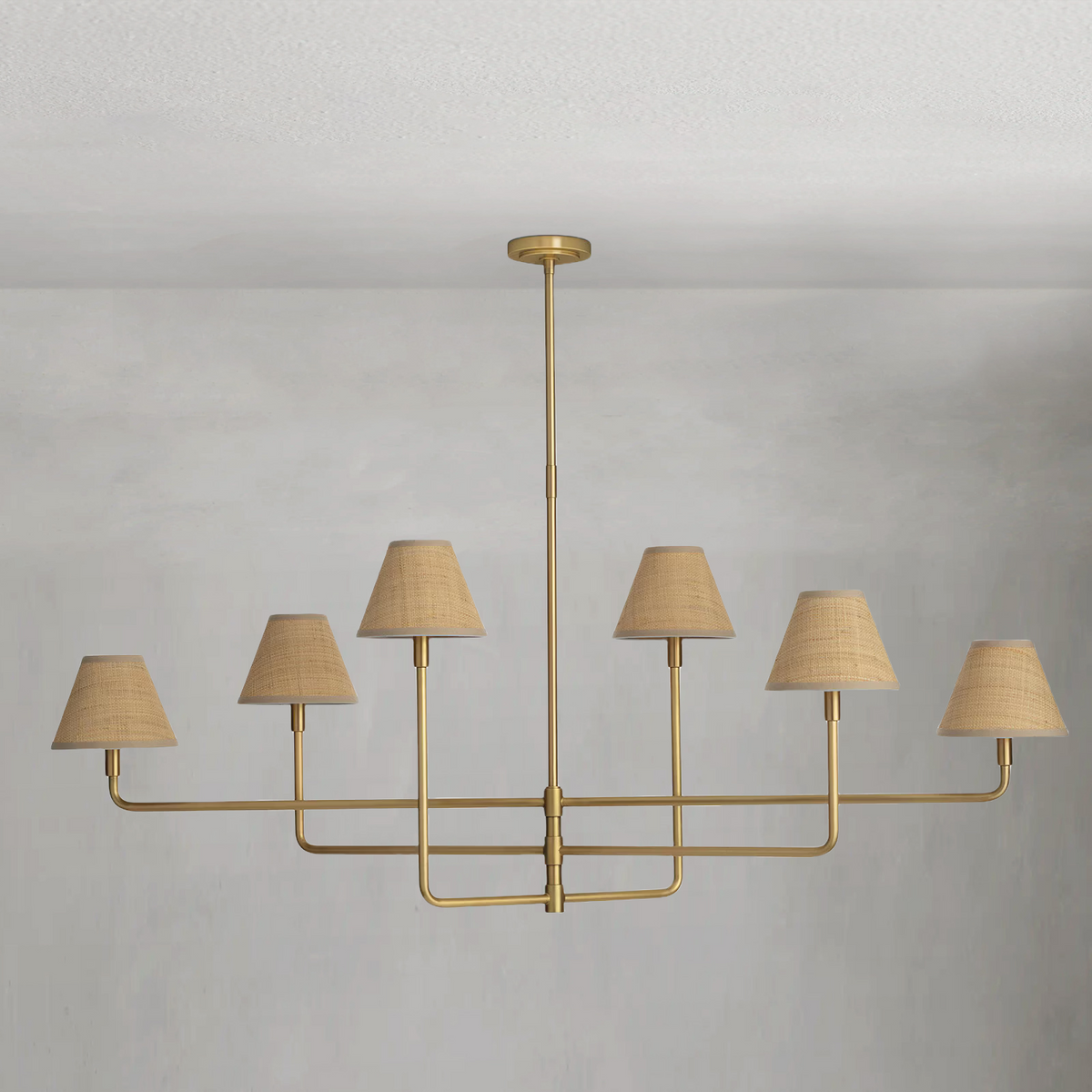 Polara Brass rattan Chandelier, in natural brass - view 2