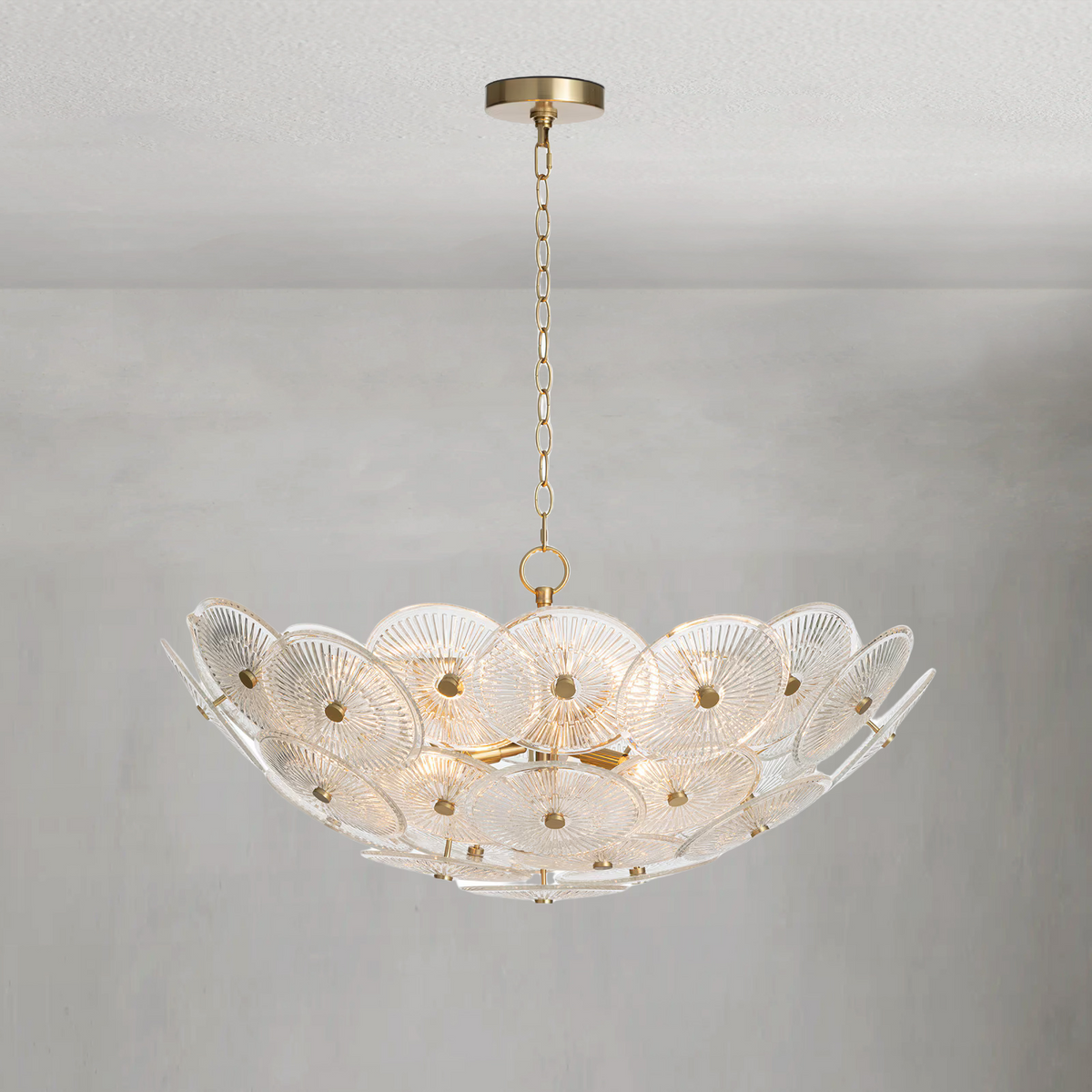Zinnia Chandelier, glass in smoke