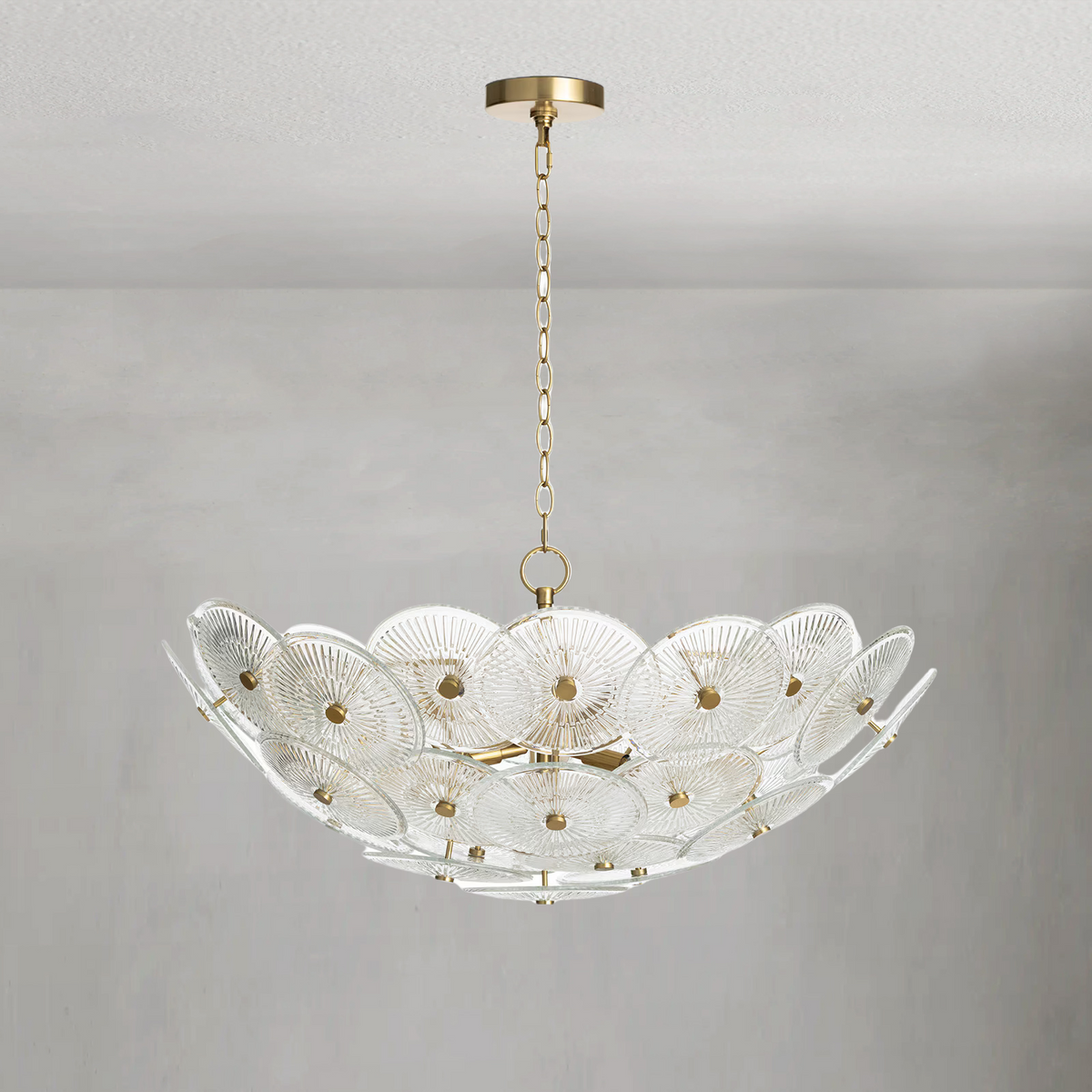 Zinnia Chandelier, glass in smoke - view 2