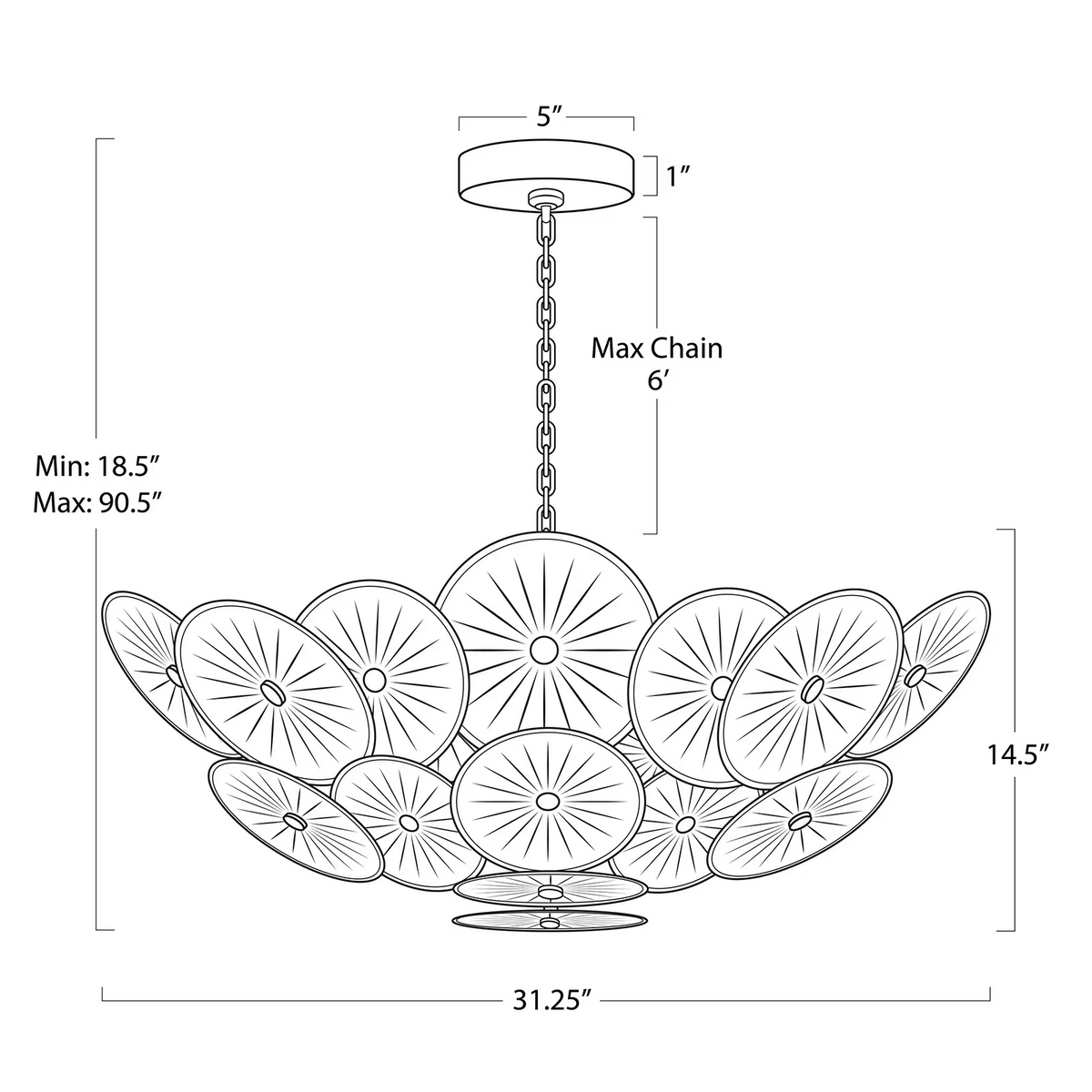 Zinnia Chandelier, glass in smoke - view 9