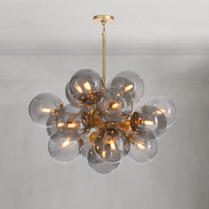 Driftelle Brass Smoked Glass Chandelier, in natural brass