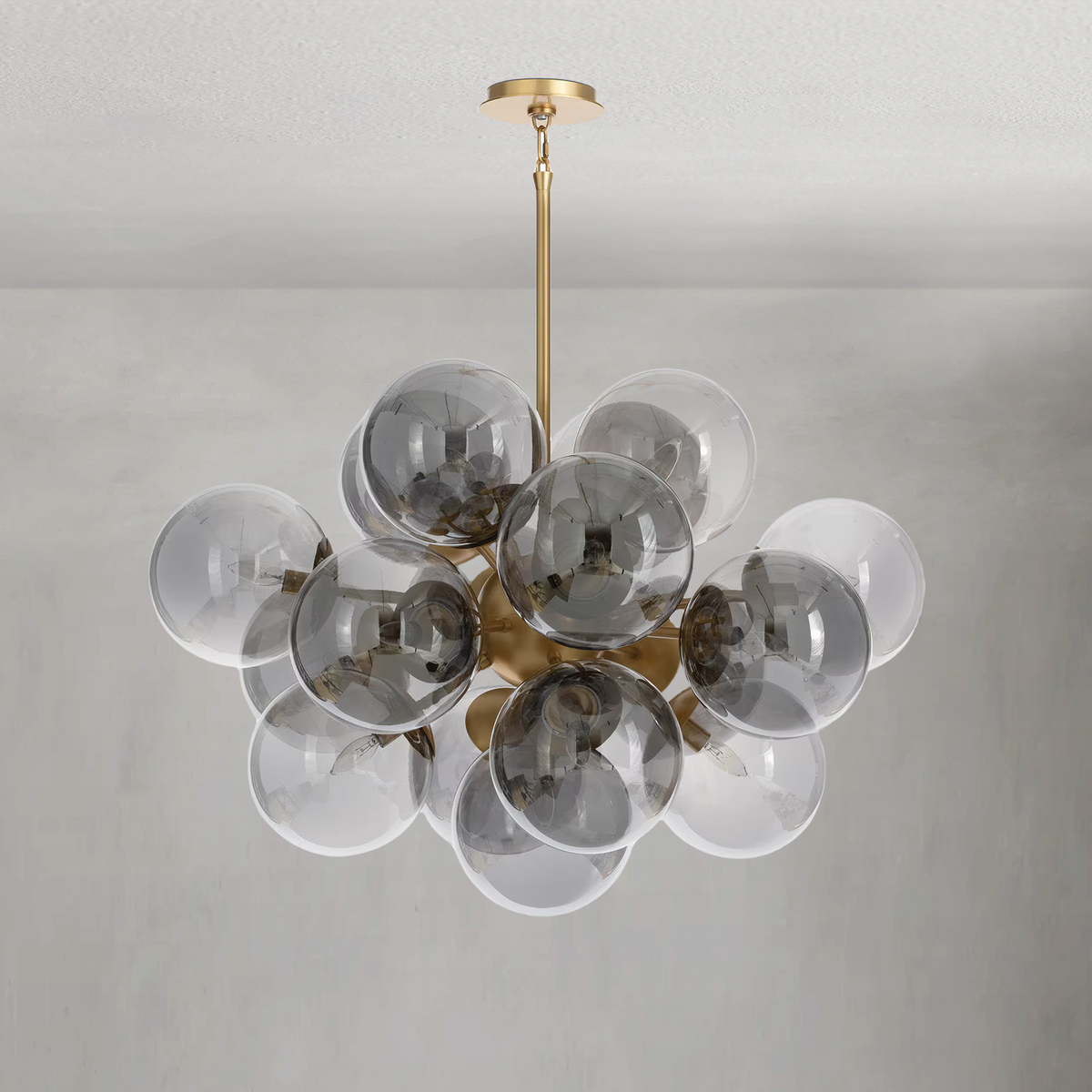 Driftelle Brass Smoked Glass Chandelier, in natural brass - view 2
