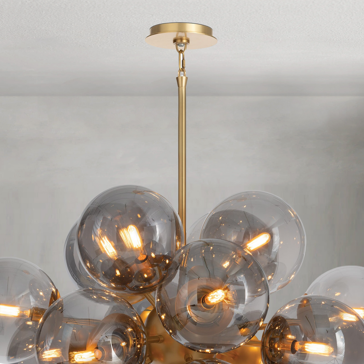 Driftelle Brass Smoked Glass Chandelier, in natural brass - view 5