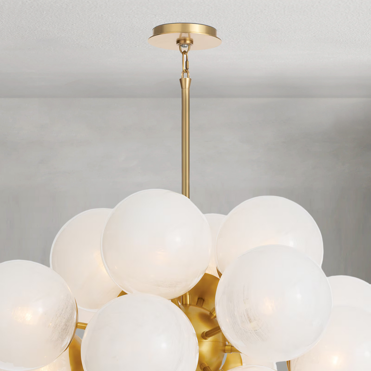 Driftelle Brass Glass Chandelier, in natural brass - view 5