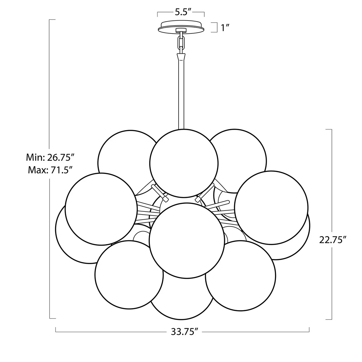 Driftelle Brass Glass Chandelier, in natural brass - view 8