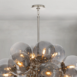 Driftelle Nickel Smoked  Glass Chandelier, smoke glass in polished nickel - view 5