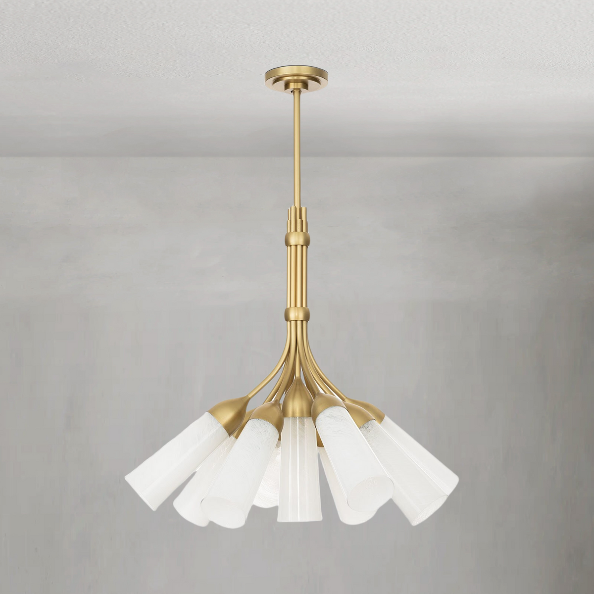 Mousseaux Chandelier, steel in natural brass