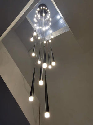Minimalism Foyer Staircase Chandelier Ceiling Pendant Lighting Fixture For Living Room Entryway In Gold/ Black Finish - view 23