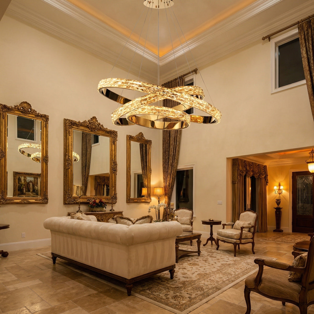 Vega Triple Ring Crystal Chandelier - view 2