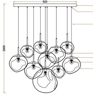 Custom Lava Glass Chandelier 36‘’ - view 2