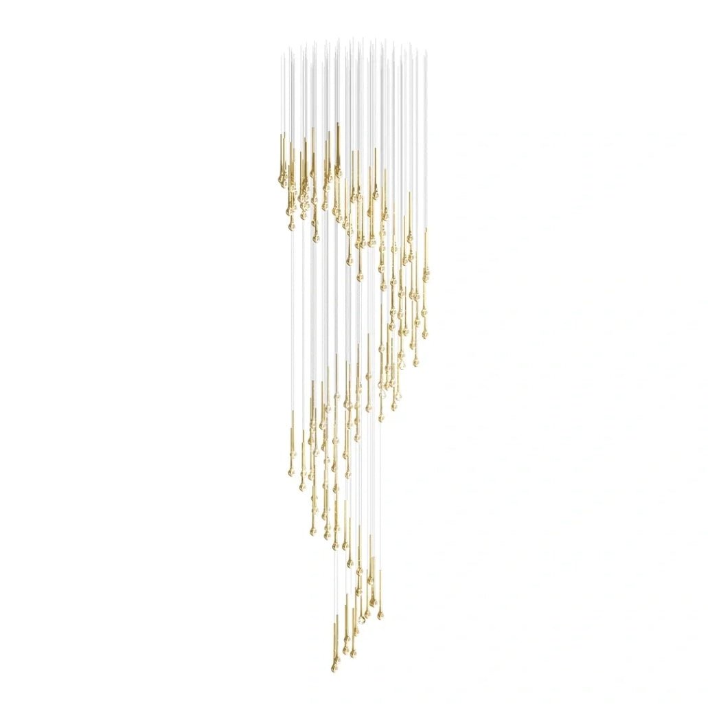 Modern Floating Long Gold Pendant Celing Chandelier for Living Room/High-ceiling - view 5