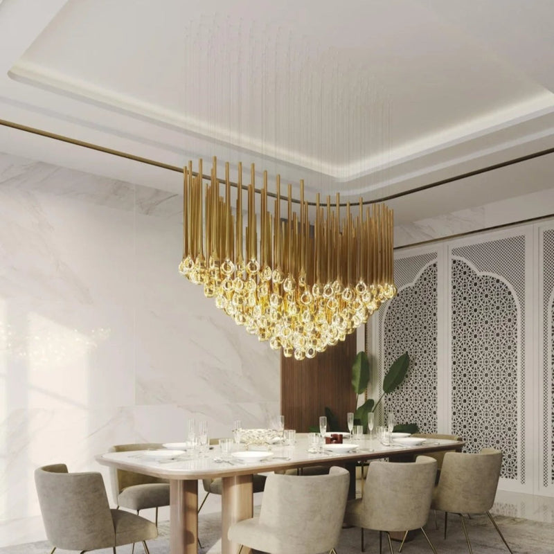 Modern Floating Long Gold Pendant Celing Chandelier for Living Room/High-ceiling - view 2