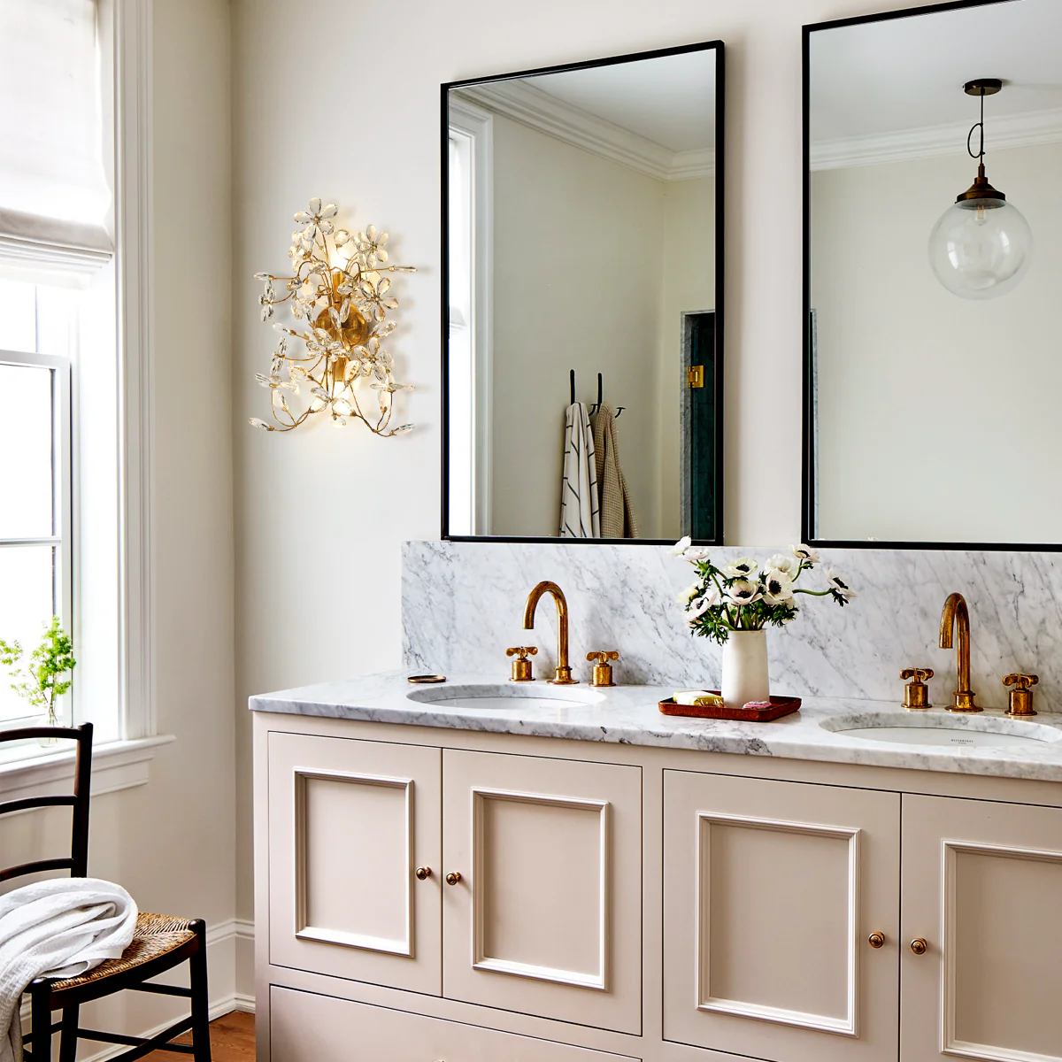 Fiore Crystal Flowers Wall Sconce 2-Light, chandelier