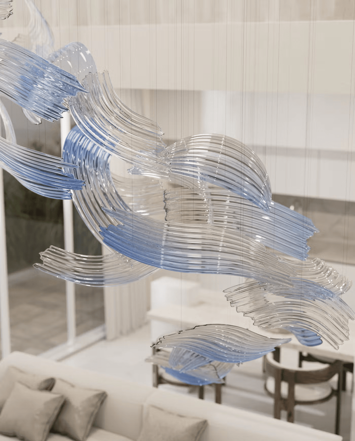 Brush Art Crystal Glass Spiral Chandelier - view 13