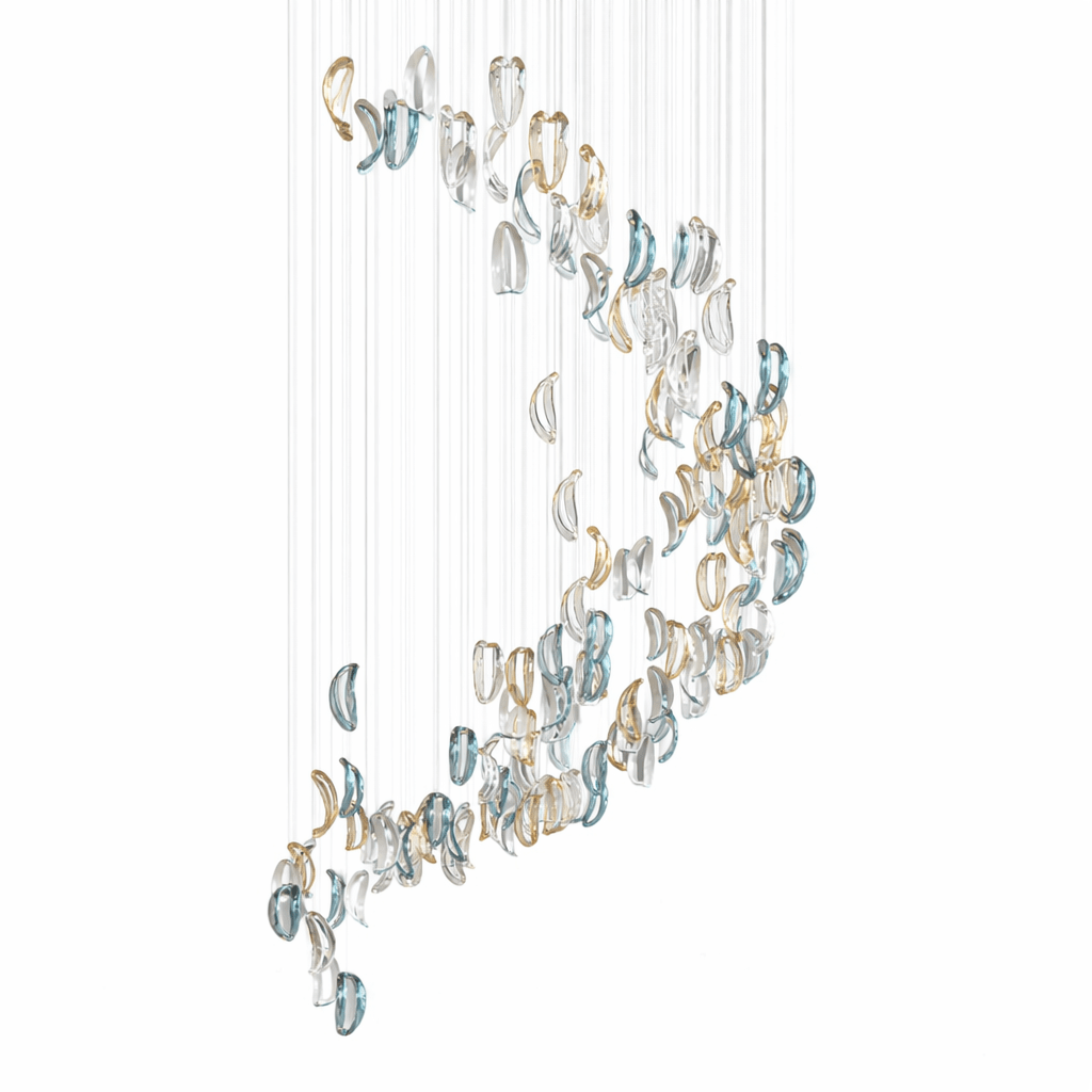 Galaxy Aqua Ripple Glass Meteor Shower Crystal Spiral Chandelier - view 9