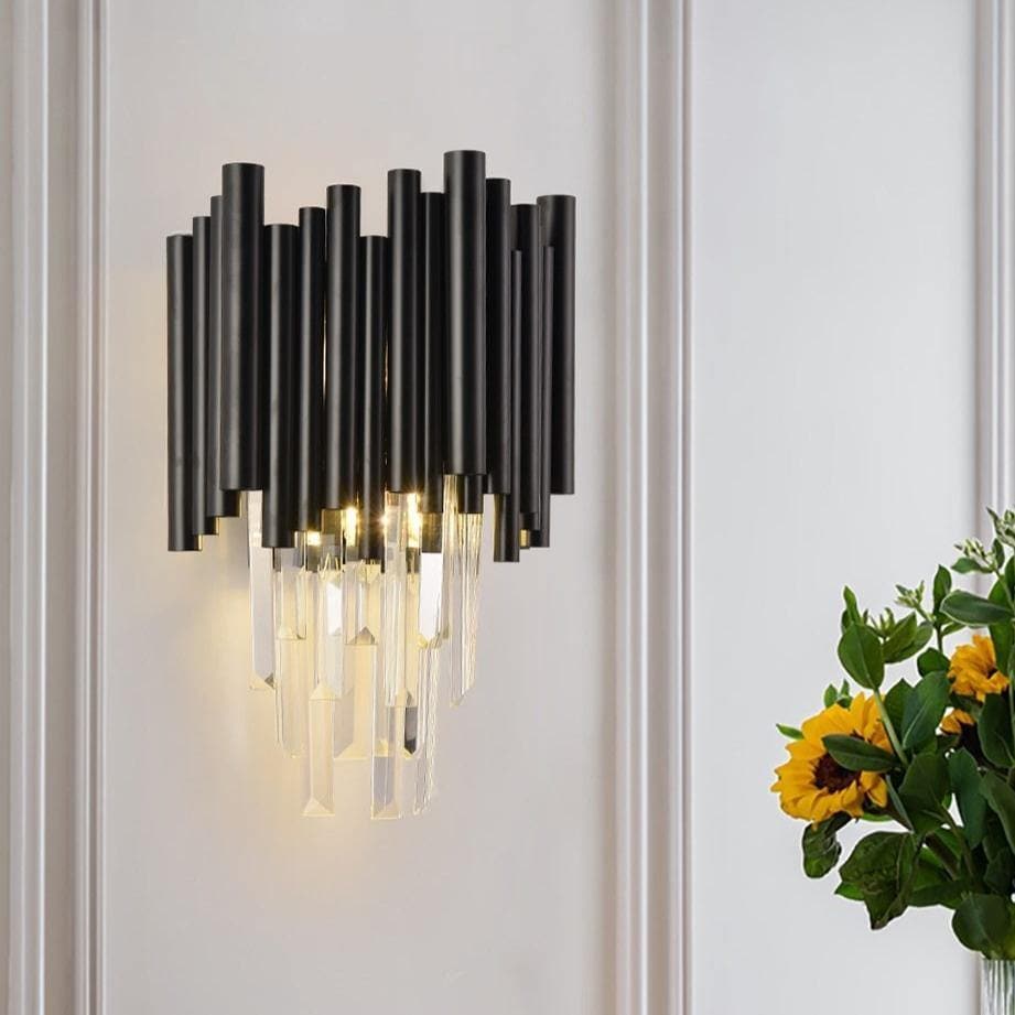 Natasha Modern Classic Black Crystal Wall Sconce Height 15" - view 3
