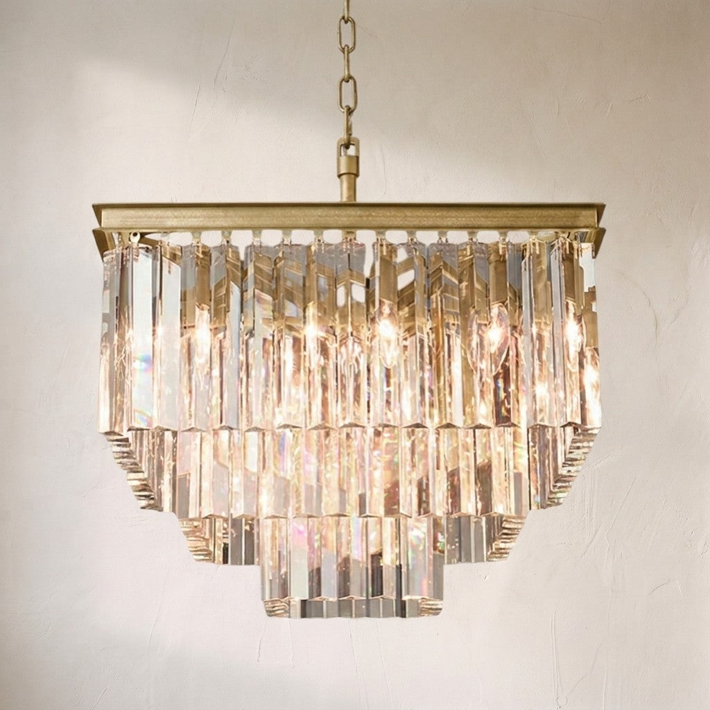 1920s Orion Art Deco Square Chandelier 22"