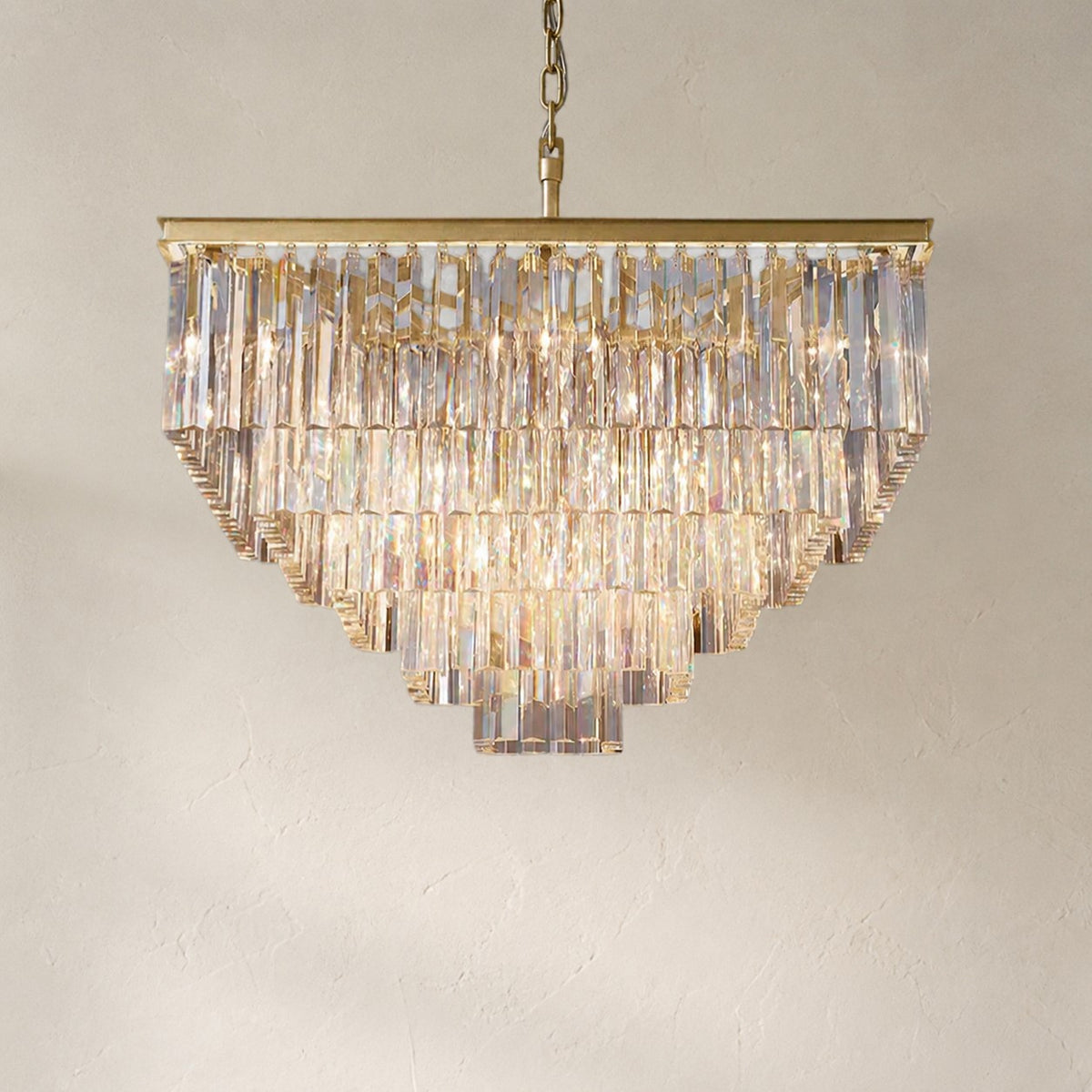 1920s Orion Art Deco Square Chandelier 34"