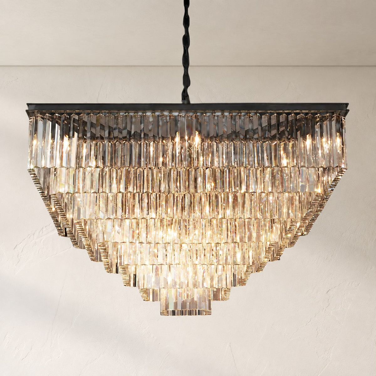 1920s Orion Art Deco Square Chandelier 47"