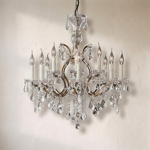 19th C. Rochelle Iron & Crystal Round Chandelier 28"