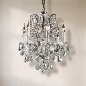 19th C. Rochelle Iron & Crystal Round Chandelier 18"
