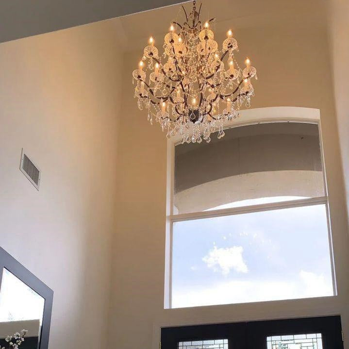 19th C. Rochelle Iron & Crystal Round Chandelier 40" - view 5