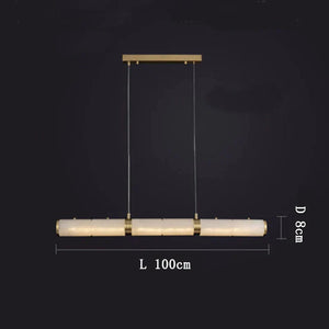 Modern Linear Alabaster Chandelier, Chandelier Over Dining Table - view 3