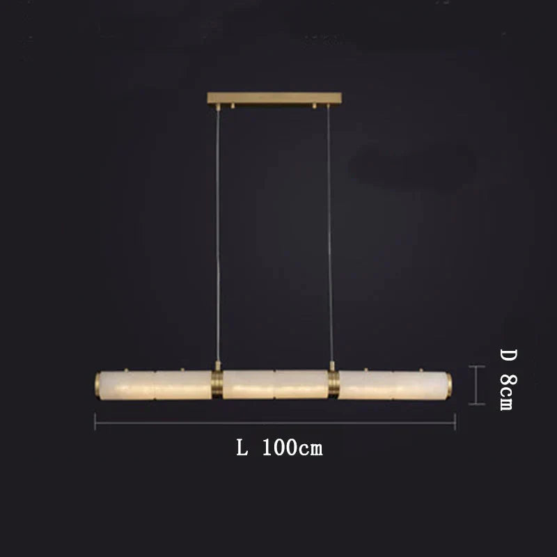 Modern Linear Alabaster Chandelier, Chandelier Over Dining Table - view 3