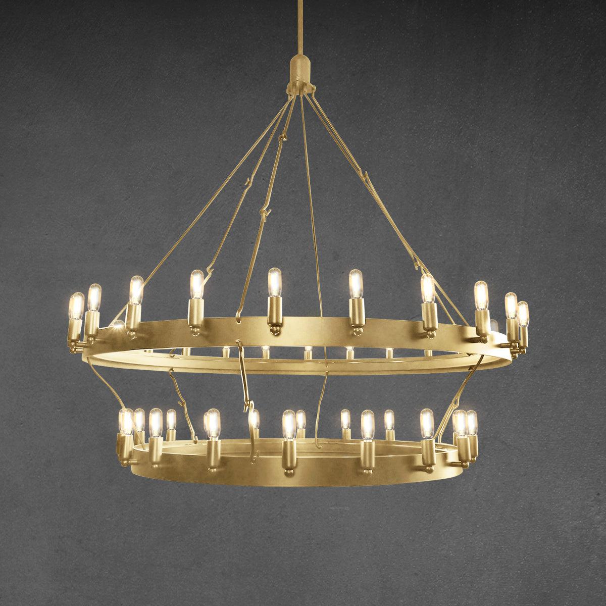 Celestine Vintage Filament Two-Tier Round Chandelier 38"