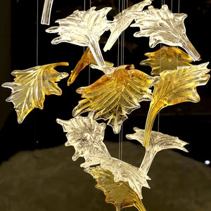 Custom Multicolor Maple Leaf Art Glass Chandelier - view 5
