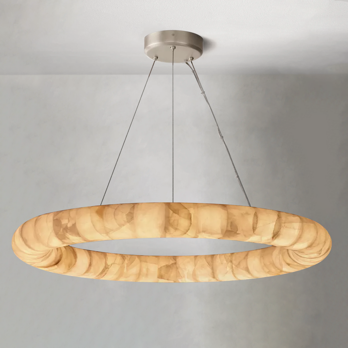 Riora Lisse Alabaster Round Chandelier 31" 41" 61"D