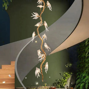 Lucky Bird Glass Tree Branch Chandelier