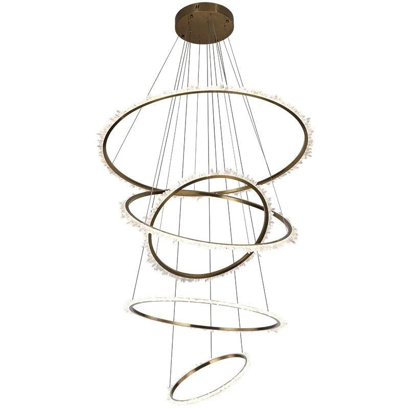 Rock Crystal Multi Rings Chandelier For Staircase - view 5