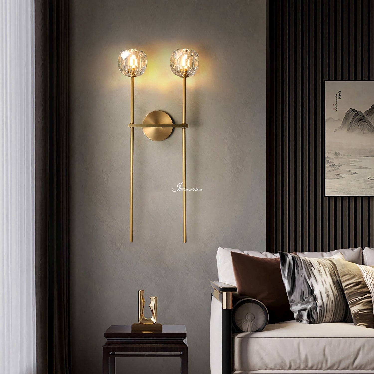 Bruma Smoke Glass Double Grand Wall Sconce