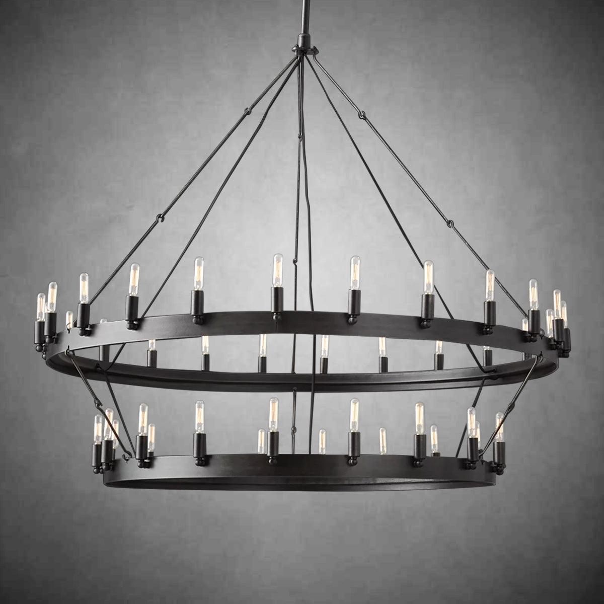Celestine Vintage Filament Two-Tier Round Chandelier 71"