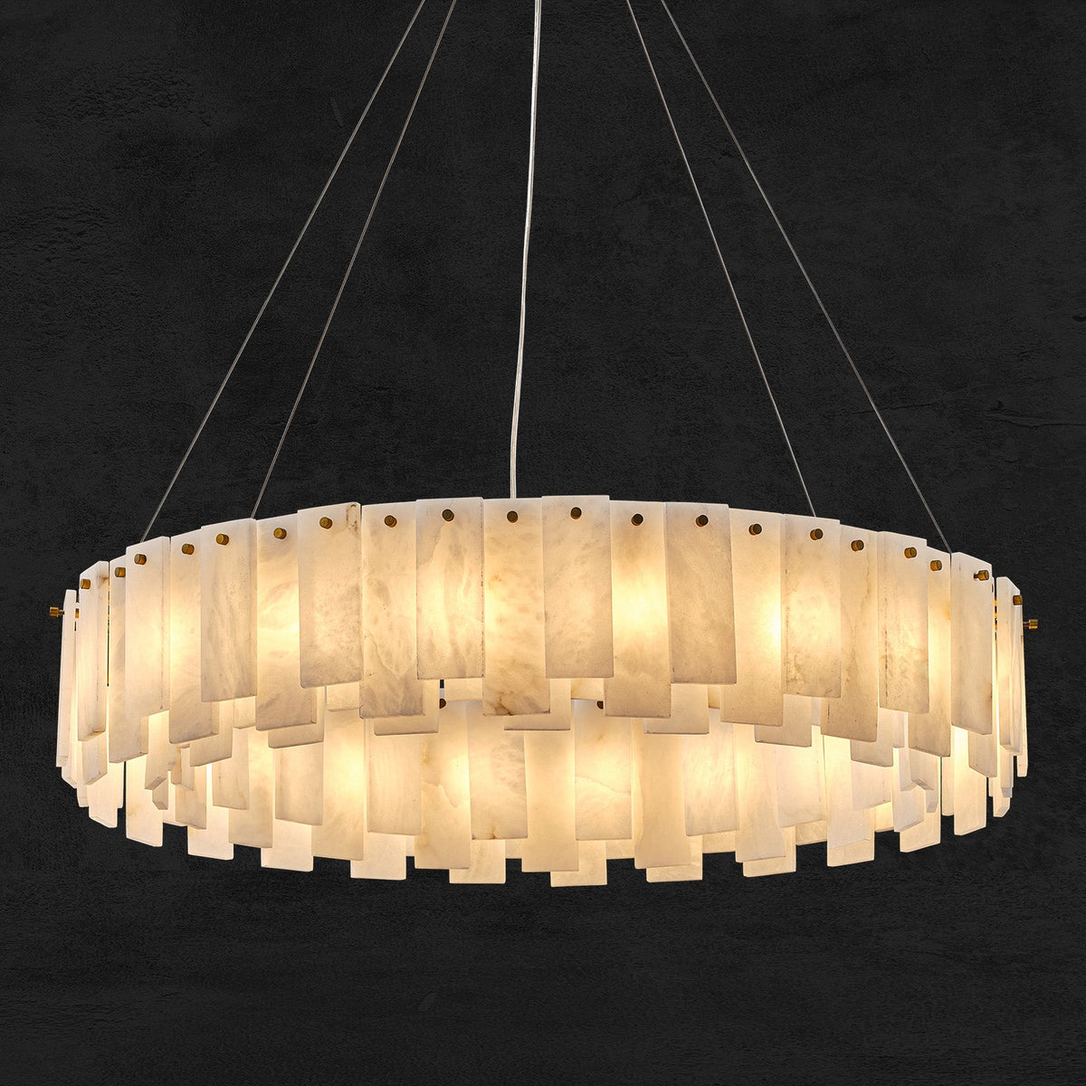 Staggered Alabaster Slice Round Pendant D800 - Copper, chandelier - view 3