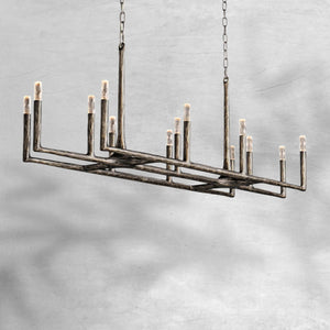 Thalen Forged Linear Chandelier 54" 72" 96", solid brass - view 13