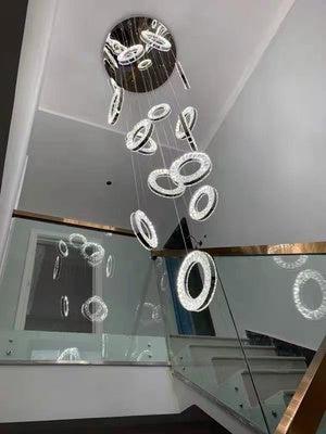 Modern Multi Gold Donuts Shape Crystal Chandelier Ring Round Light Fixture for Foyer Staircase/ Living Room/ Bar/ Hotel Lobby/ Entryway/ LOFT - view 9