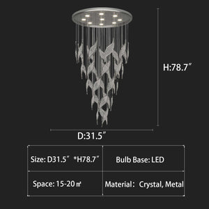 Modern Light Luxury Multi-layered Openwork Leaf Crystal Chandelier for Living Room/ Staircase/Duplex - view 5