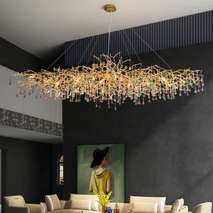 Avis Colorful Crystal Raindrop Aluminum Branch Chandelier