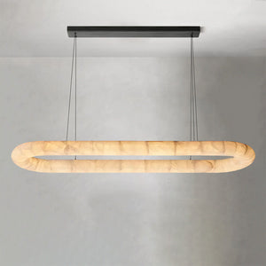 Riora Lisse Alabaster Oval Chandelier 57" 74" - view 3