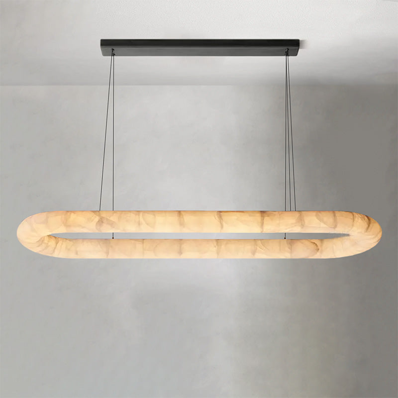 Riora Lisse Alabaster Oval Chandelier 57" 74" - view 3
