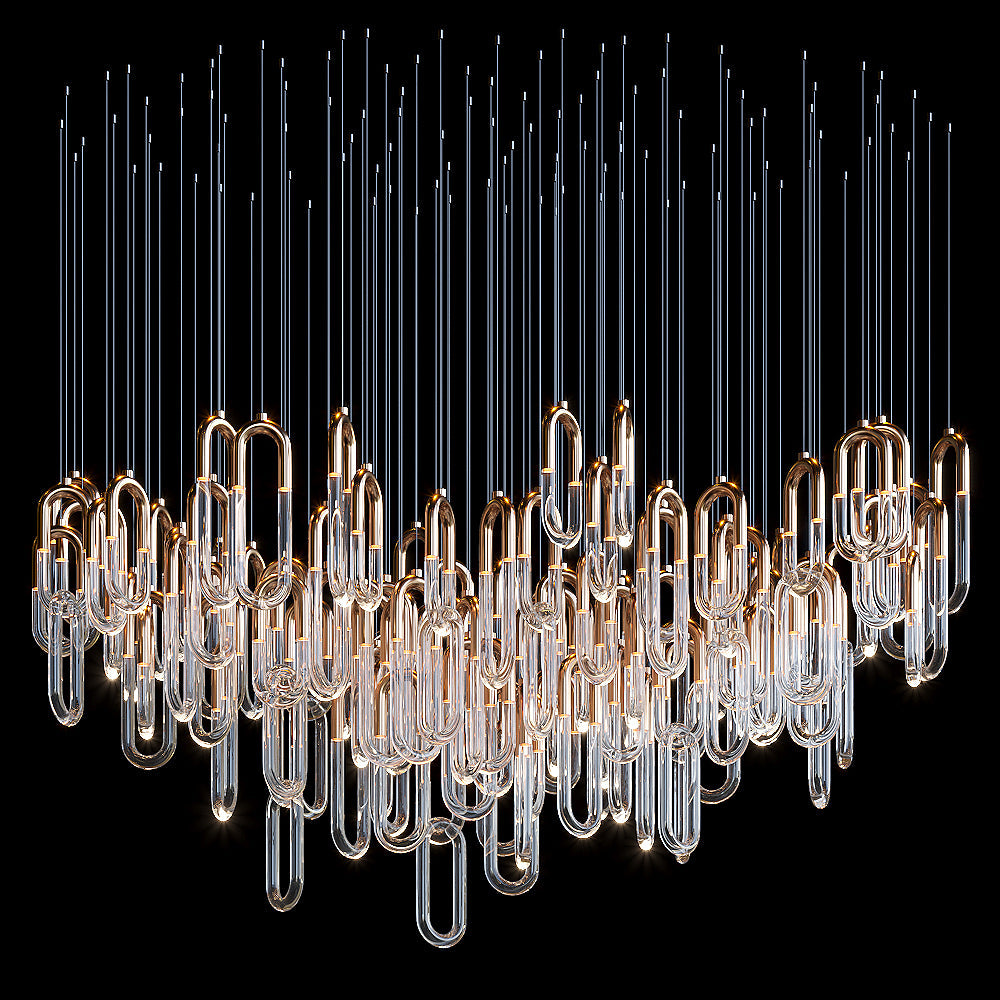 Gold Glass Loop Cluster Chandelier