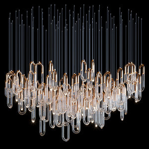 Gold Glass Loop Cluster Chandelier