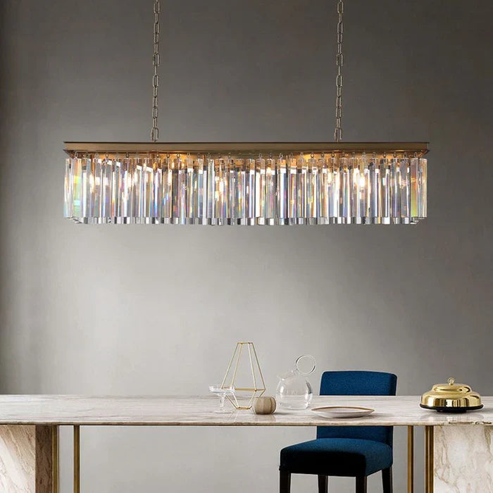 Riel Rectangular Crystal Chandelier 49" - view 9